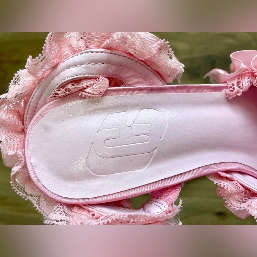 CUCCOO HITCHD Valentines Day Lace Detail Thin Heeled Slingback Sandals Size 6/36 - Picture 9 of 13